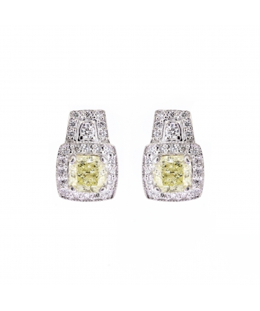 Fancy yellow diamond earrings - 1