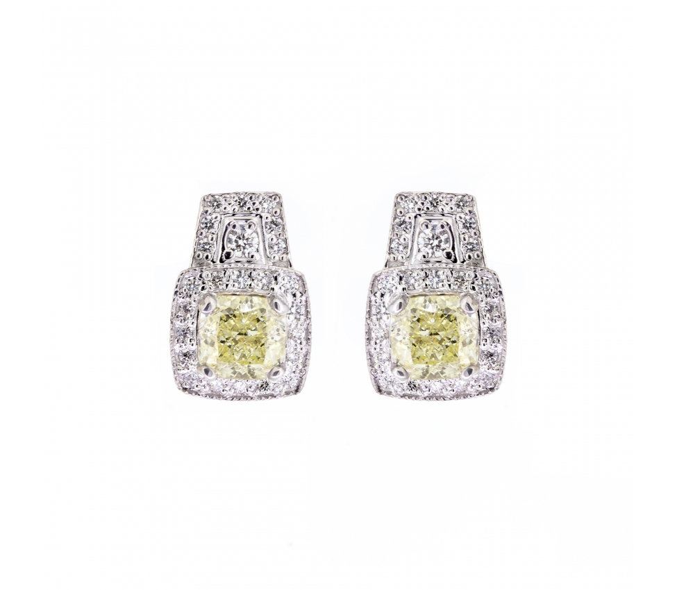 Fancy yellow diamond earrings - 1