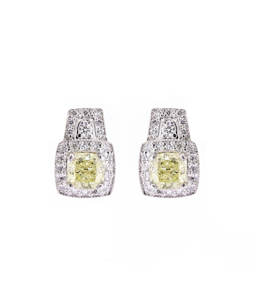 Fancy yellow diamond earrings - 1