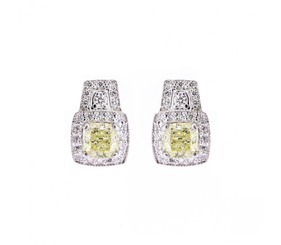 Fancy yellow diamond earrings - 1