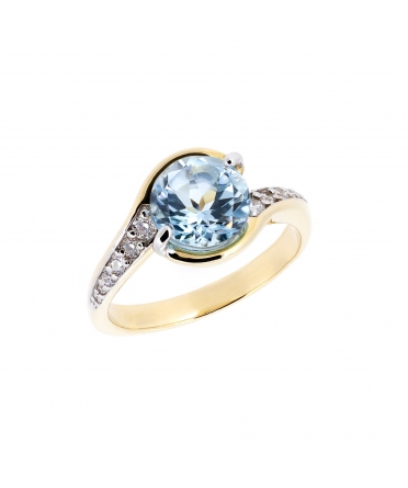 Aquamarine and diamond ring - 3