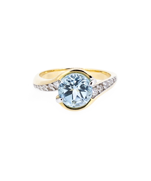 Aquamarine and diamond ring - 1