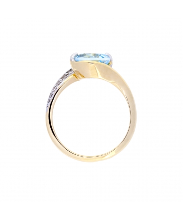 Aquamarine and diamond ring - 4