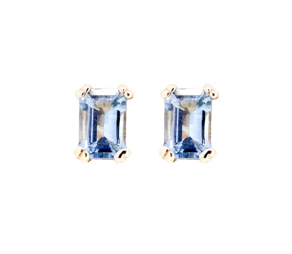 Gold aquamarine stud earrings - 1