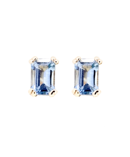 Gold aquamarine stud earrings - 1