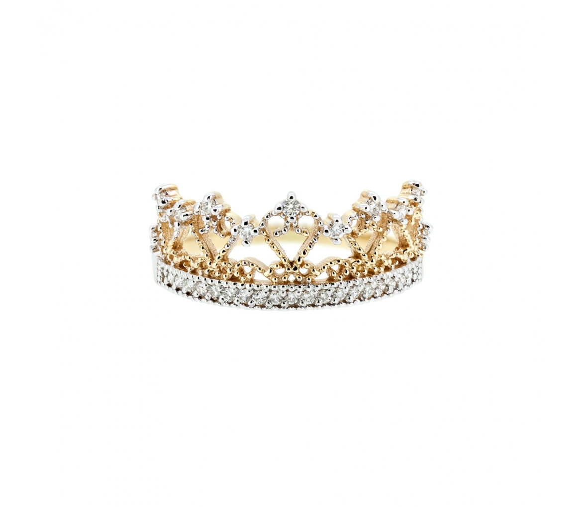 Gold crown diamond ring - 1