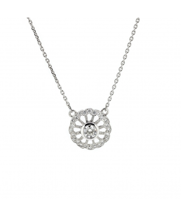 Platinum retro style diamond necklace - 1