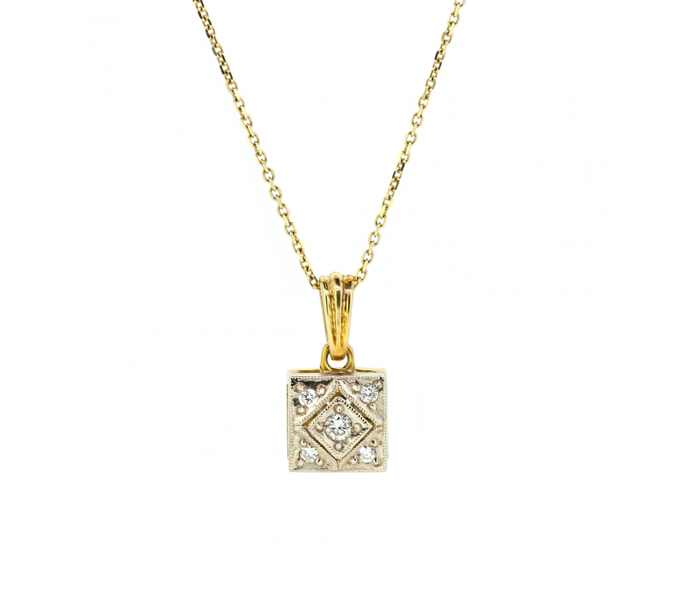 Gold diamond retro style pendant - 1