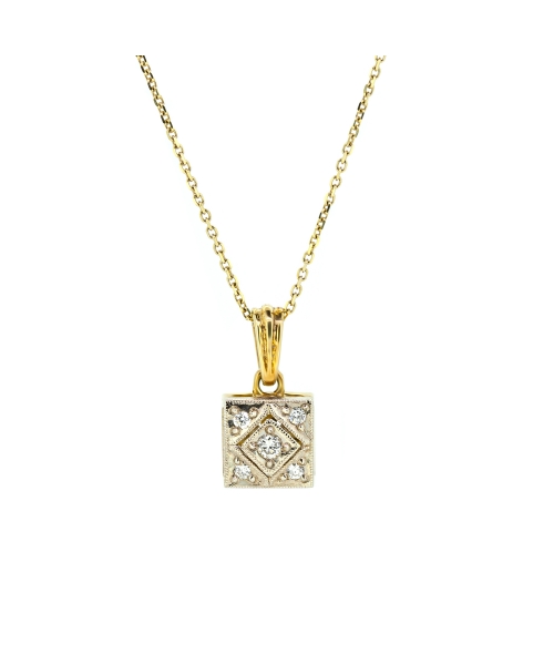 Gold diamond retro style pendant - 1