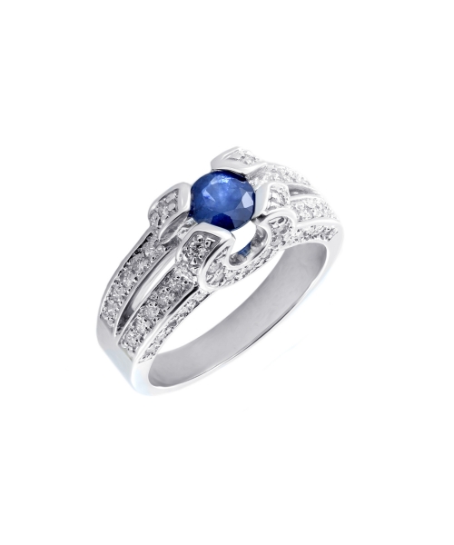 Gold sapphire and diamond signet ring - 2