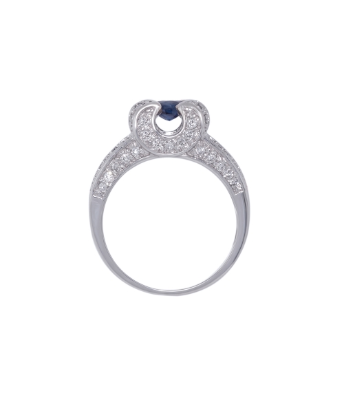 Gold sapphire and diamond signet ring - 3