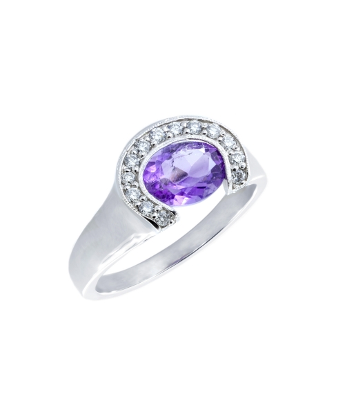 Gold amethyst and diamond signet ring - 2