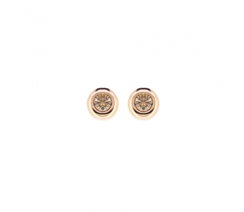 Gold studs with brown diamonds - 1