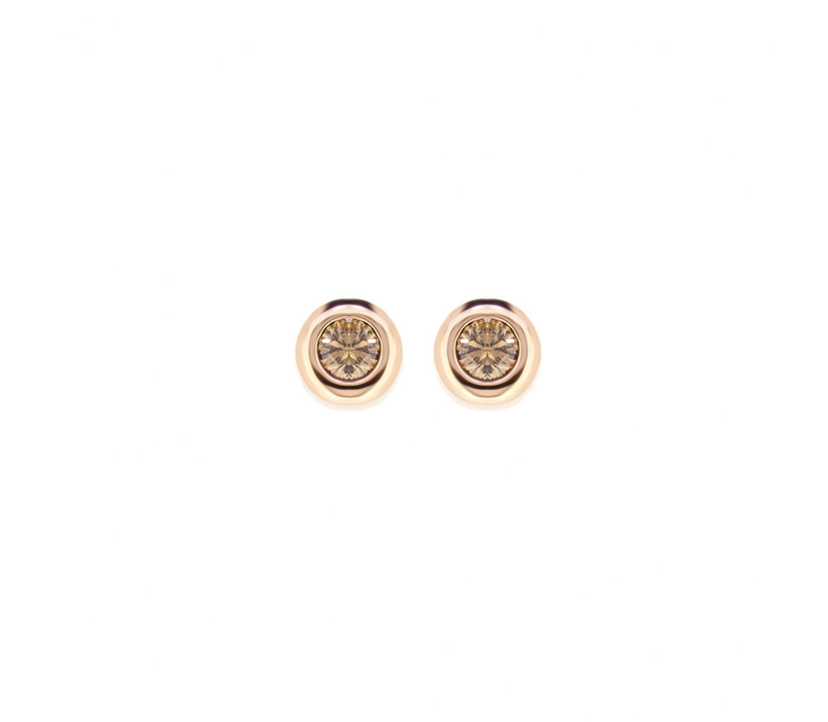 Gold studs with brown diamonds - 1