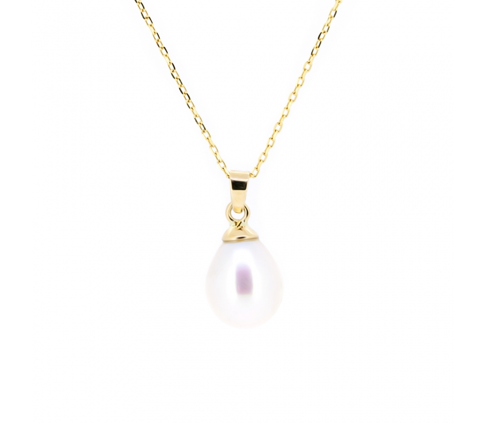 Gold necklace with pearl 50 cm - 1