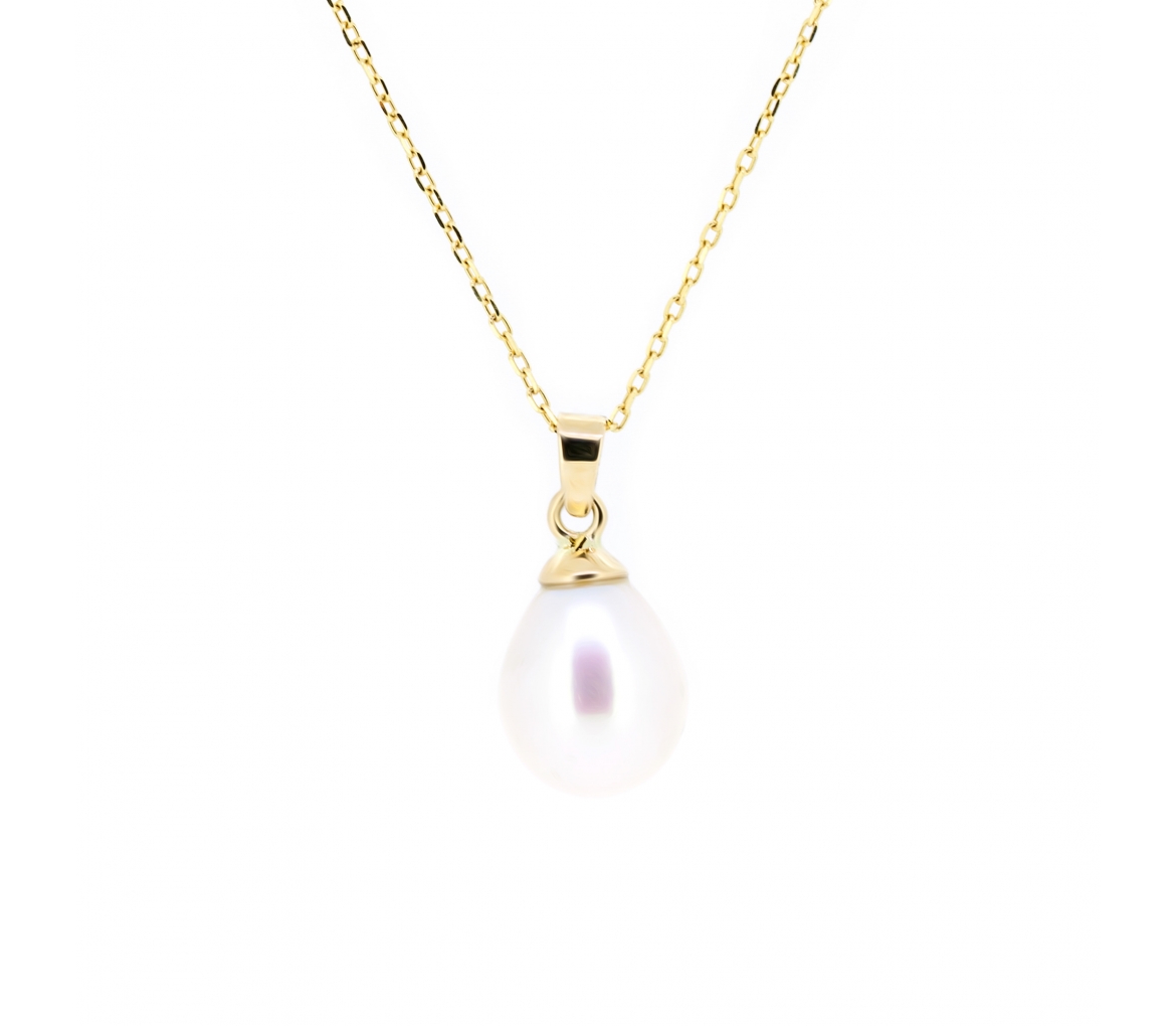 Gold necklace with pearl 50 cm - 1