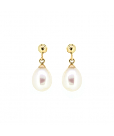 Gold stud earrings with pearls - 1