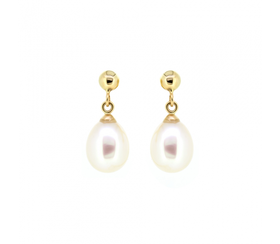 Gold stud earrings with pearls - 1