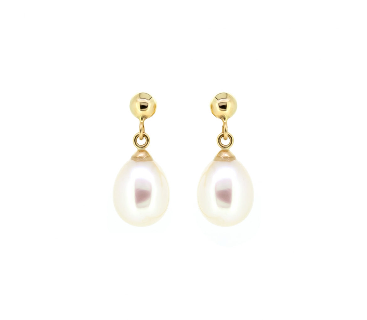 Gold stud earrings with pearls - 1