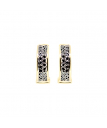 Black diamond huggies gold earrings - 1