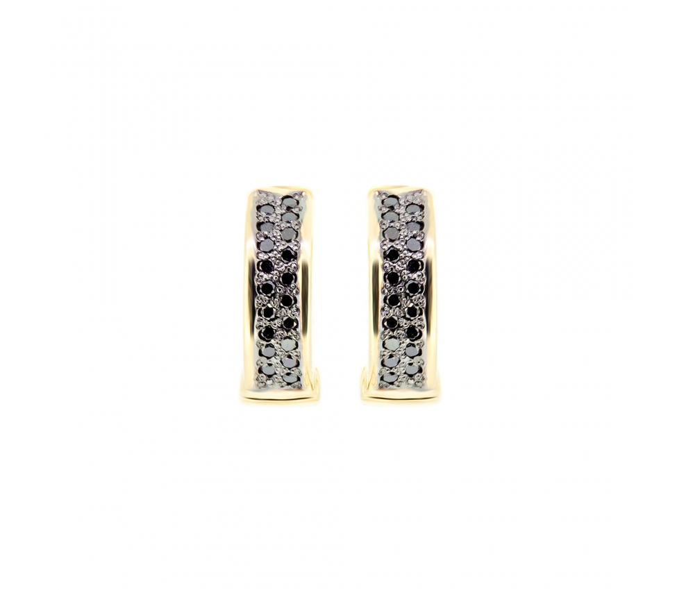 Black diamond huggies gold earrings - 1