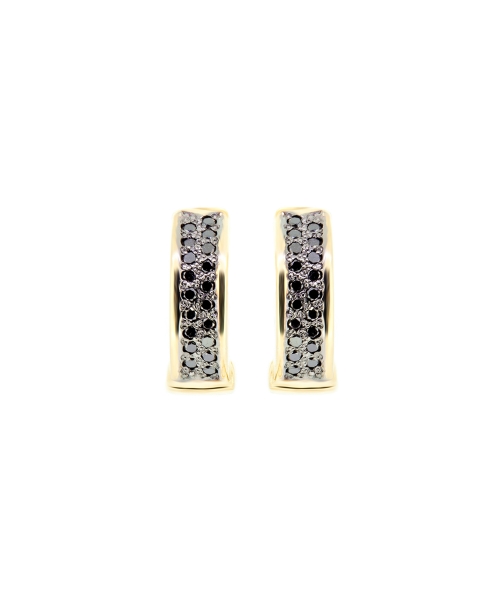 Black diamond huggies gold earrings - 1