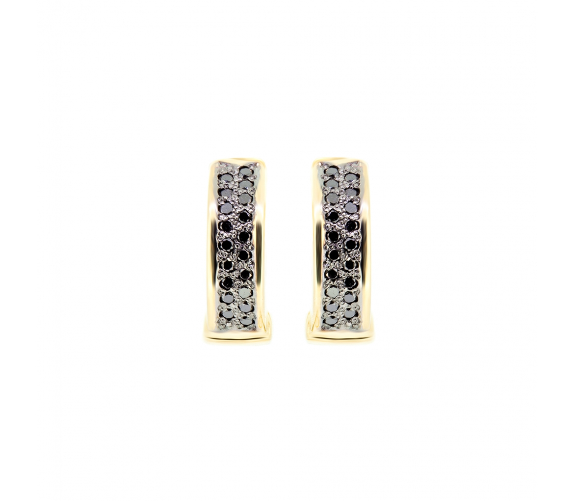 Black diamond huggies gold earrings - 1