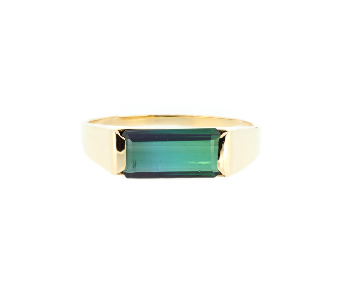 Tourmaline verdelite signet ring - 1