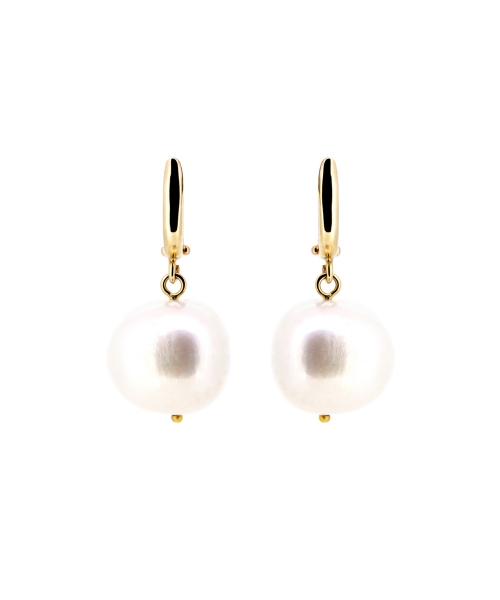 Gold earings with big pearls english lock - 1