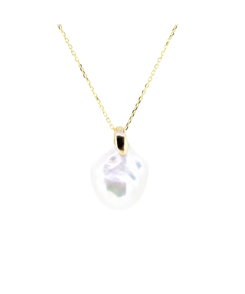 Gold necklace with baroque pearl Seafood - 1