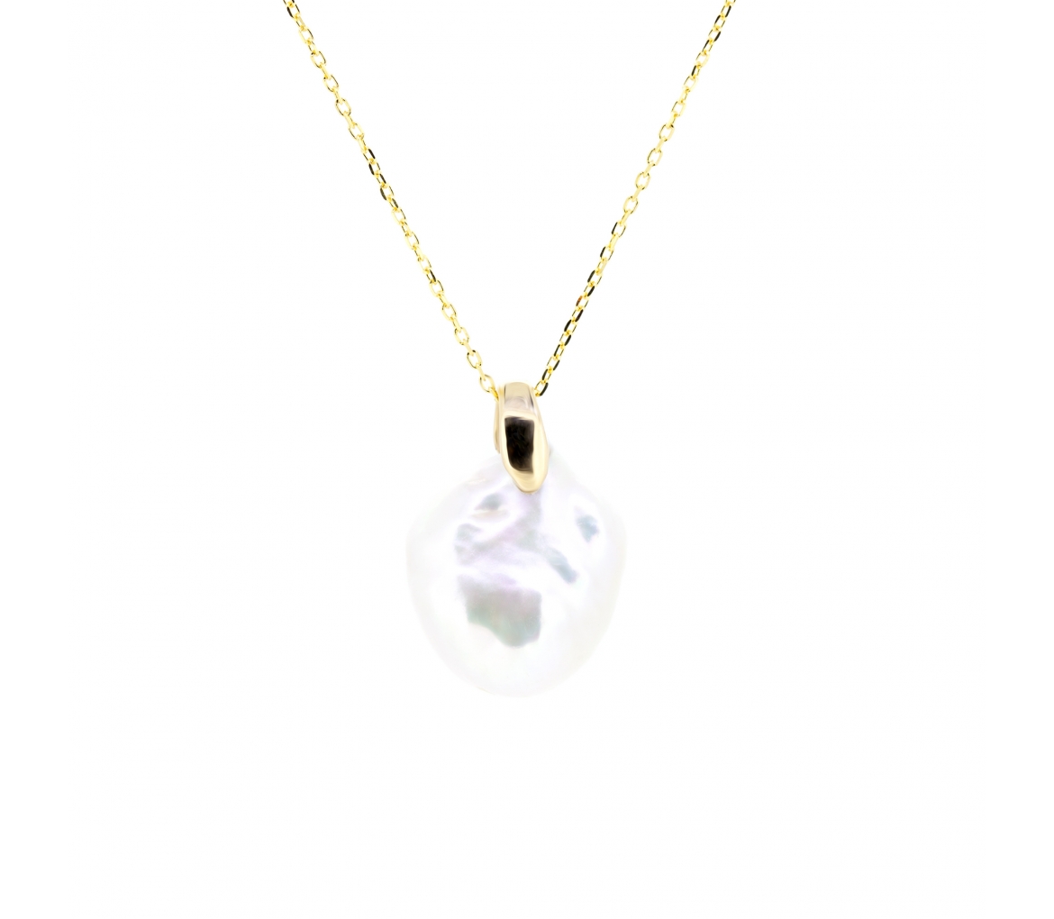 Gold necklace with baroque pearl Seafood - 1