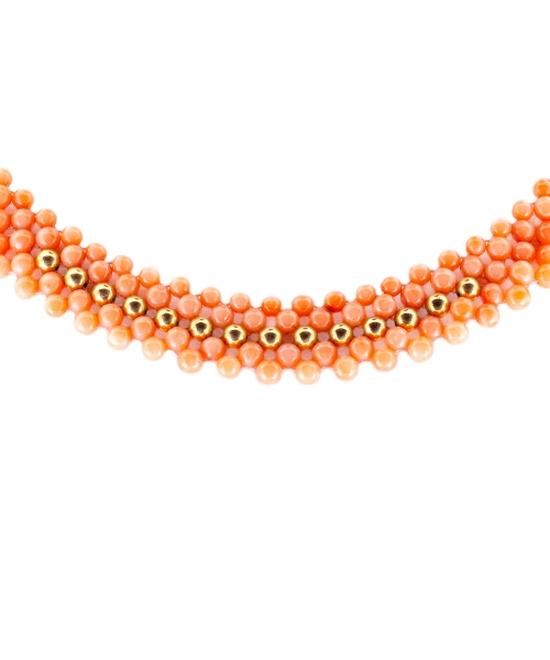 Natural coral necklace with gold clasp - 2