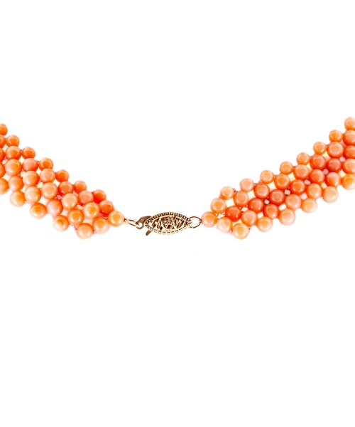 Natural coral necklace with gold clasp - 4