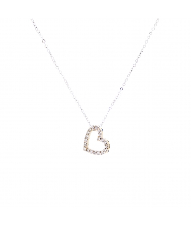 Gold necklace with diamond and sapphire heart - 1