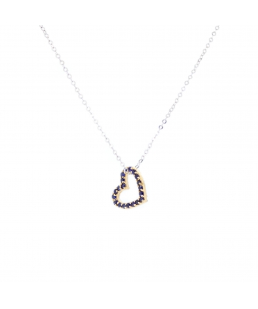 Gold necklace with diamond and sapphire heart - 2