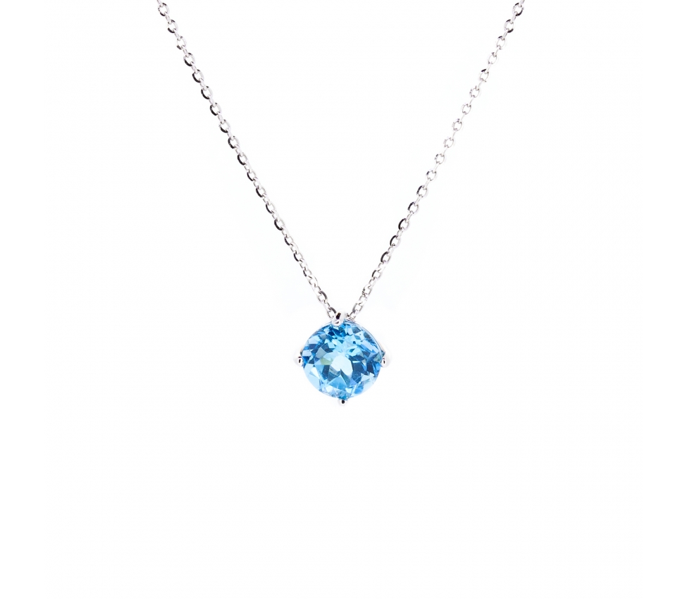 Gold necklace with Swiss Blue topaz - 1