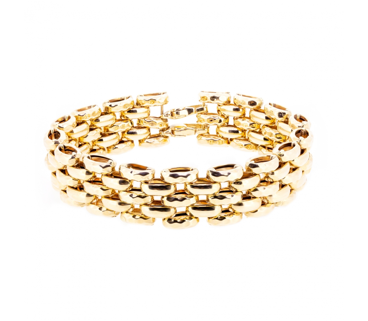 Gold bracelet with hammered links - 1