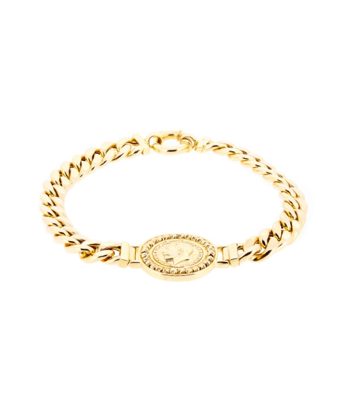 Gold chain bracelet with a medalion - 1