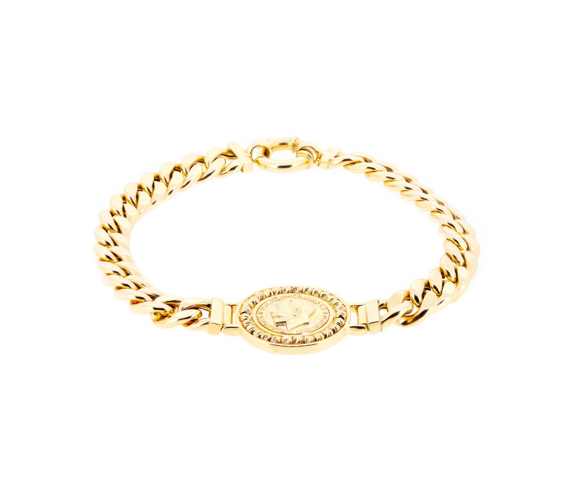 Gold chain bracelet with a medalion - 1