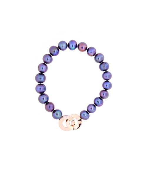 Black pearls bracelet with rose gold clasp - 1