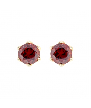 Gold garnet stud earrings - 1