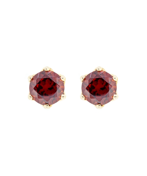 Gold garnet stud earrings - 1