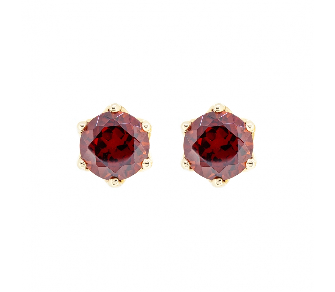 Gold garnet stud earrings - 1