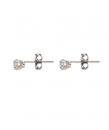 Gold heart stud earrings with diamonds - 3