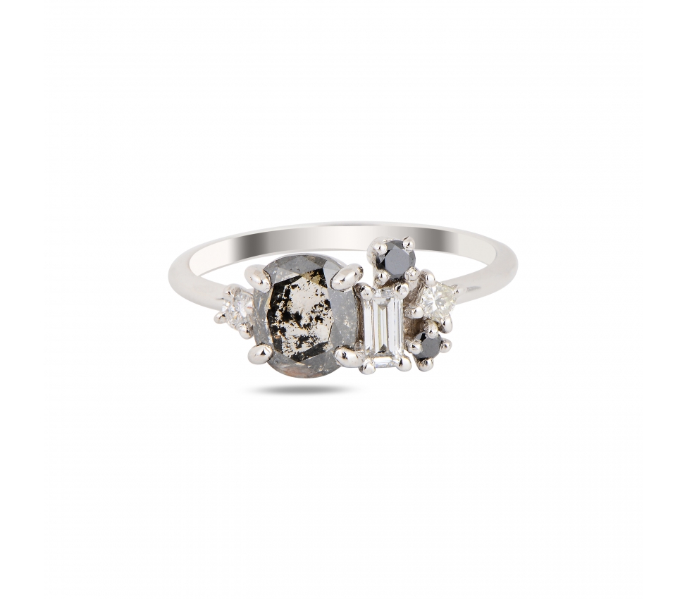 Ring with Salt and Pepper diamond - 2