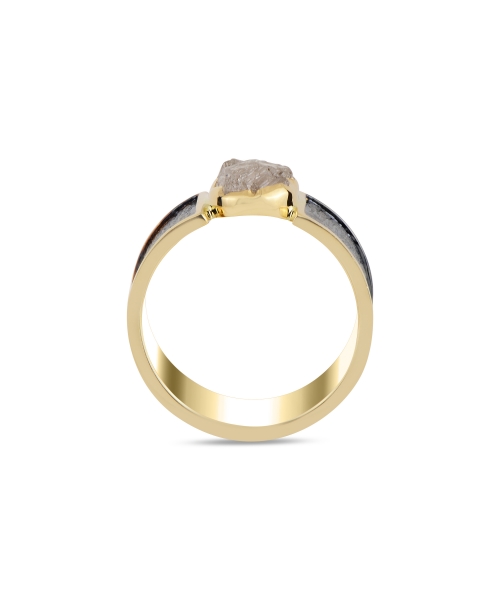 Gold ring with raw diamond - 3