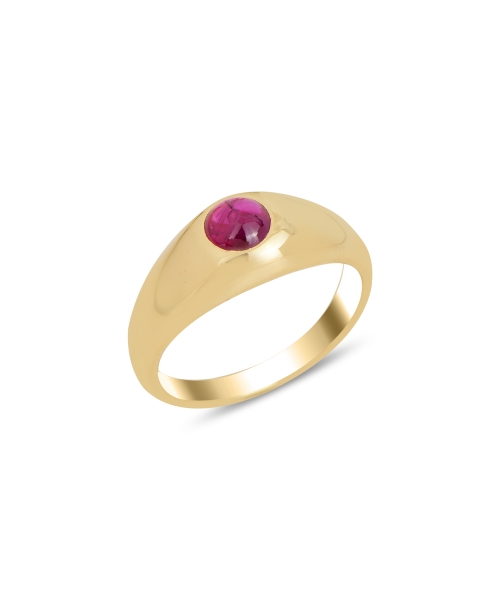 Gold signet ring with ruby - 2