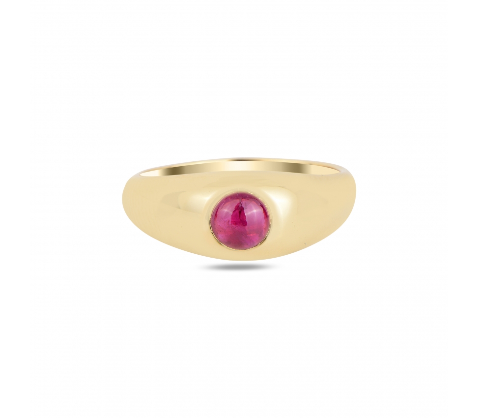 Gold signet ring with ruby - 1