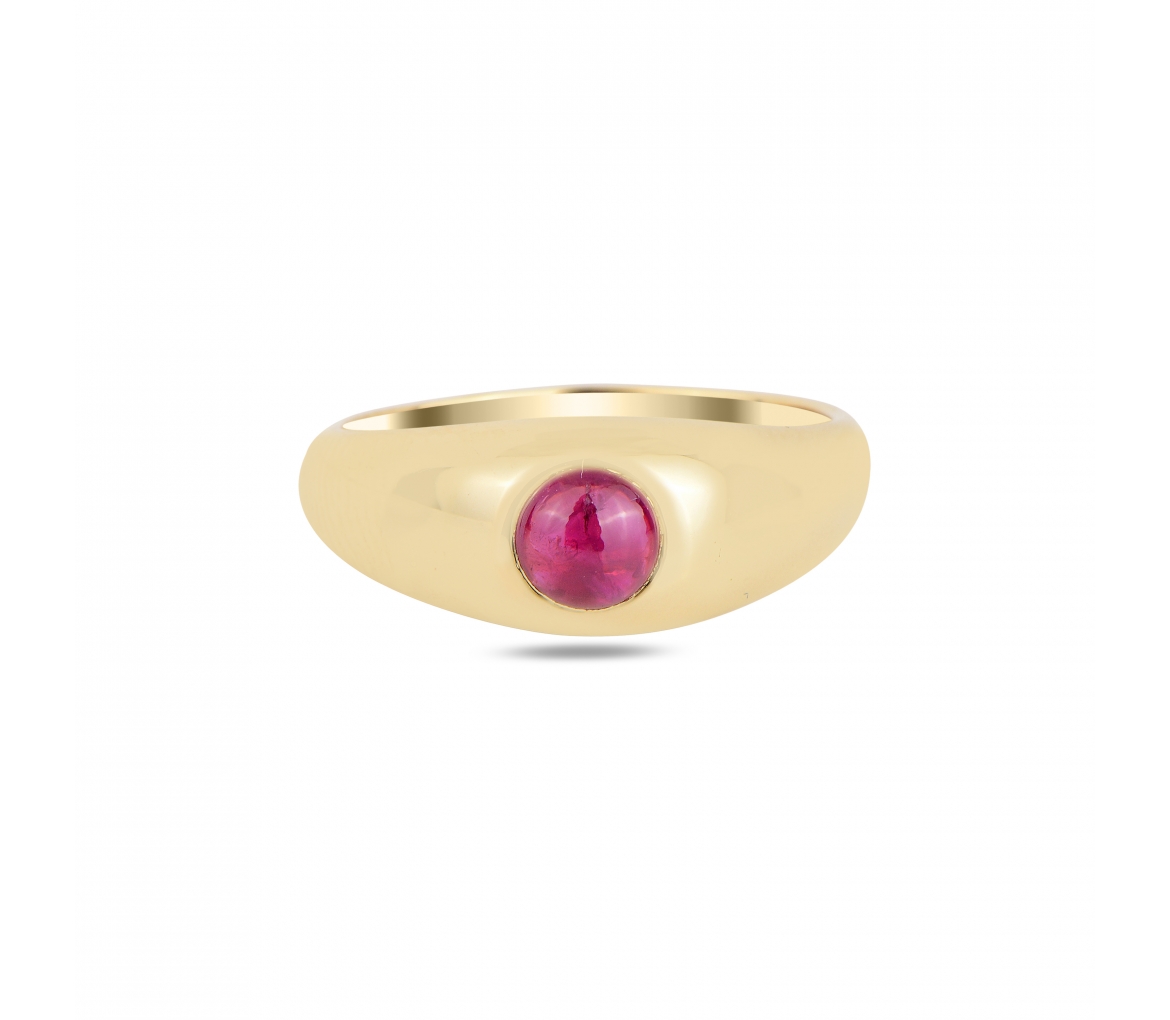 Gold signet ring with ruby - 1