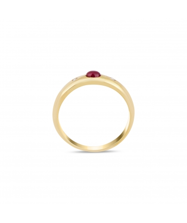 Gold signet ring with diamonds and ruby - 3